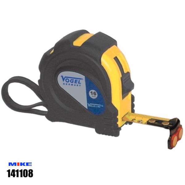 Thuoc-cuon-8m-inch-vogel-141108 Thước cuộn 8m, thước thép mm-inch. Vỏ bọc cao su chống sock, có nam châm đầu thước.